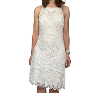 Sue Wong White Lace Mini Dress